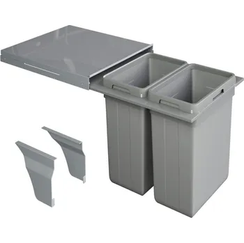 Odpadkový koš Odpadkový 2-koš Elegance, 2x27 l, 412-418x506x570, K45-šedý plast