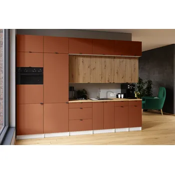 Kuchyňská skříňka Kuchyňská linka JANISA 320cm Brick + dub artisan