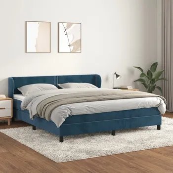Ložnice vidaXL Box spring postel s matrací 160x200 cm samet [3127439] Barva: Tmavě moddrá