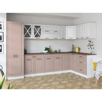 Kuchyňská linka Rohová kuchyňská linka SINGRID - Bílá + kobe