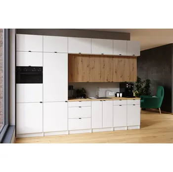 Kuchyňská skříňka Kuchyňská linka JANISA 320cm Bílá + dub artisan