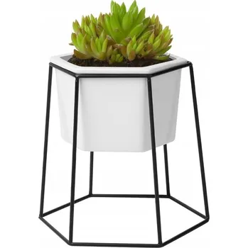 Květináč Květináče na sukulenty se stojanem Bílé moderní keramické květináč na