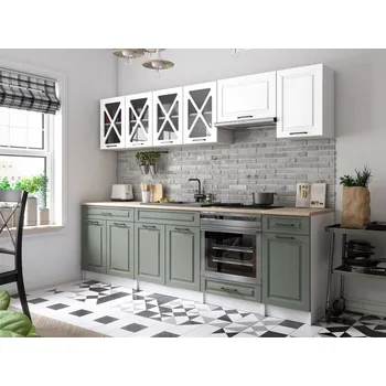 Kuchyňská linka Kuchyňská linka GERTRID 260cm - Bílá + olive