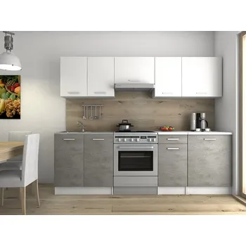 Kuchyňská linka Kuchyňská linka LUIZA 240x180 - Bílá + beton