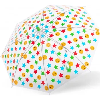 DOPPLER Dětský průhledný hovový deštník Kids Sky Transparent - Smajlíci