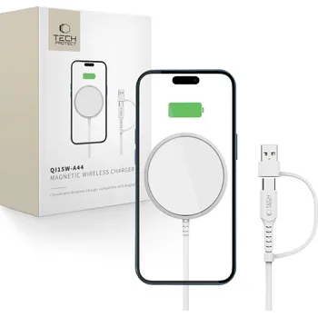 BEZDRÁTOVÁ NABÍJEČKA TECH-PROTECT QI15W-A44 MAGNETIC MAGSAFE WIRELESS CHARGER WHITE