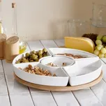 Servírovací talíř | FINCAN | s bílými miskami a otočným podnosem | 30 CM | 984727 Homla