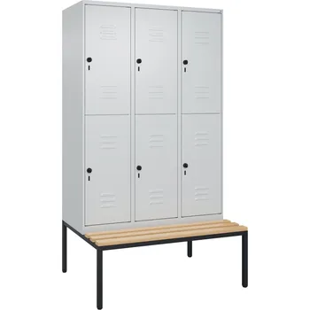 Šatní skříň Dvoupatrová skříň C+P Cabo s lavicí, 6 police, 1200 x 500/815 x 2120 mm, šedá