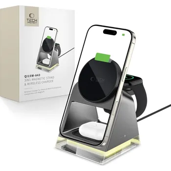 BEZDRÁTOVÁ NABÍJEČKA TECH-PROTECT QI15W-A43 3IN1 MAGNETIC MAGSAFE WIRELESS CHARGER BLACK