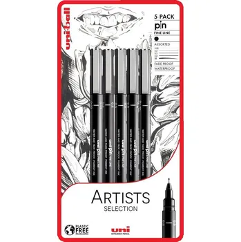 UNI PIN fine liner, sada 5 ks černé