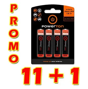 Článková baterie Baterie alkalická, AAA, 1.5V, Powerton, box, 12x4-pack, PROMO výhodné balení