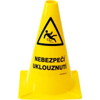 Výstražný bezpečnostní kužel - Nebezpečí uklouznutí polyetylen 22×22×30 cm