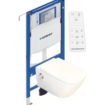 WC sada WATERGATE INTEGRA+ Comfort CUBE sprchovací toaleta + GEBERIT DUOFIX předstěnový modul WG-200C-SET-111.355.00.5