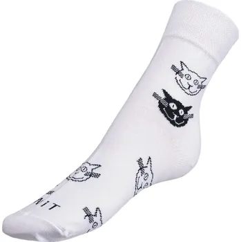 Dámské ponožky BELLATEX Dámské a pánské ponožky Kočky, bílé