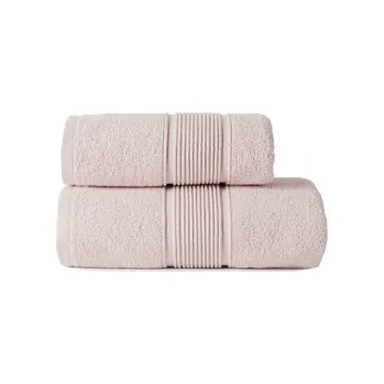 Sprchový závěs Bavlněná froté osuška s bordurou NAOMI 70x140 cm, světlá růžová, 500 gr Mybesthome