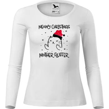 Dámské tričko DOBRÝ TRIKO Dámské bavlněné triko Vánoční kočka Velikost: 3XL, Barva: Bílá