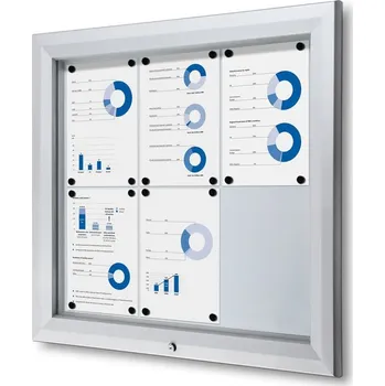 Venkovní uzamykatelná informační vitrína 6 x A4 - plechová záda, protipožární, typ T, hliník