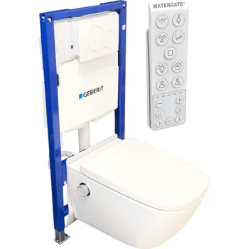 WC sada WATERGATE INTEGRA+ Premium CUBE sprchovací toaleta + GEBERIT DUOFIX předstěnový modul WG-200P-SET-111.300.00.5