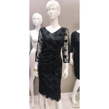 Dámské šaty Šaty elegantní 3/4 ruk. Trynite K-894 ke kolenům barva: černá, velikost: 46