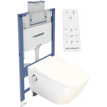 WC sada WATERGATE INTEGRA+ Comfort CUBE sprchovací toaleta + GEBERIT DUOFIX předstěnový modul WG-200C-SET-111.030.00.1