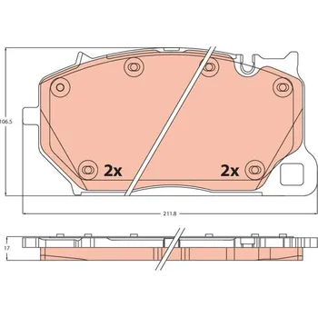 Brzdová destička Sada brzdových destiček, kotoučová brzda TRW GDB2508