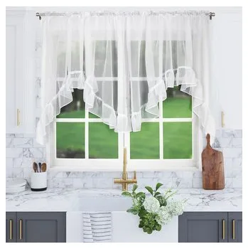 Dekorační krátká záclona s ozdobným volánem s řasící páskou FANCY bílá 400x140 cm MyBestHome