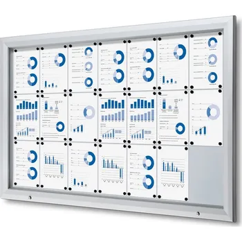Venkovní uzamykatelná informační vitrína 21 x A4 - plechová záda, protipožární, typ T, hliník