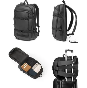 batoh na notebook KAMPALA. Batoh na notebook z recyklovaného polyesteru s vysokou hustotou 900D, voděodolným povrchem a podšívkou z recyklovaného polyesteru 210D 17'3", Firemní dárkové předměty s vlastním potiskem