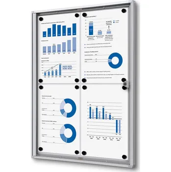 Kancelářský nábytek Interiérová informační vitrína Economy 4 x A4 - plechová záda, hliník
