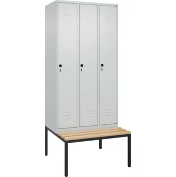 Šatní skříň Šatní skříň s lavičkou C+P Cabo, 3 oddíly, 900 x 500/815 x 2120 mm, šedá