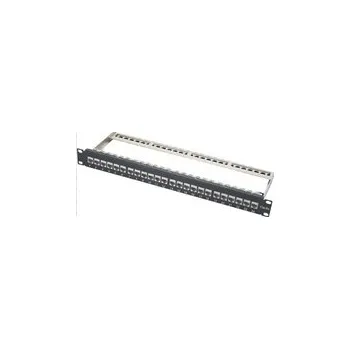 Patch panel XtendLan Patch panel 19", 24 portů s vyjmutelnými keystone Cat6a, stíněný