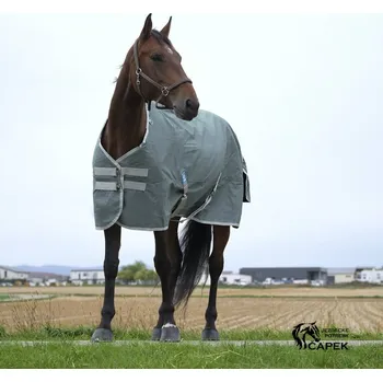 Deka pro koně Deka výběhová EquiTheme -TYREX 600D RECYCLED 300G- - Šedozelená - 125cm
