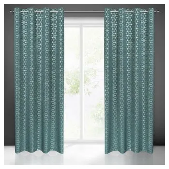 Závěs Dekorační vzorovaný závěs s kruhy CUBA tyrkysová, (1 kus) 140x250 cm MyBestHome