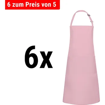 Kuchyňská zástěra G.Gastro (6 kusů) Karlowsky - náprsenková zástěra s kapsou základní - růžová