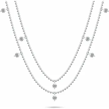 Náhrdelník Brilio Silver Dvojitý kuličkový náhrdelník s kubickými zirkony NCL187W + 2 měsíce na vrácení zboží