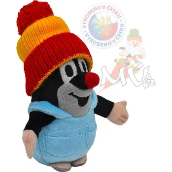 plyšák Moravská ústředna Krtek (Krteček) v kalhotkách 14cm červený kulich