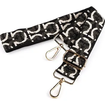 Popruh na tašku s karabinami šíře 3,8 cm, barva 7 černá zlatá