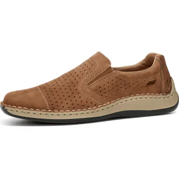 Pánská móda Rieker pánské nubukové polobotky - hnědé