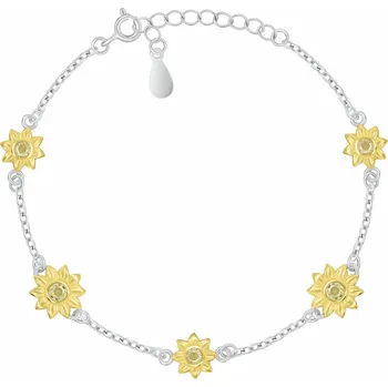 Náramek Brilio Silver Stříbrný dámský bicolor náramek s květinami BRC225W + 2 měsíce na vrácení zboží