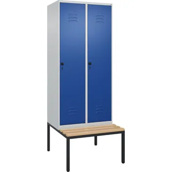 Šatní skříň Šatní skříň s lavičkou C+P Cabo, 2 oddíly, 810 x 500/815 x 2120 mm, šedo-modrá
