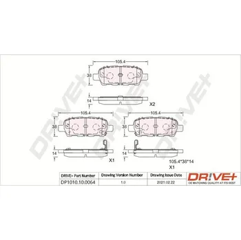 Brzdová destička Sada brzdových destiček, vždy 4 kusy v sadě Dr!ve+ DP1010.10.0064