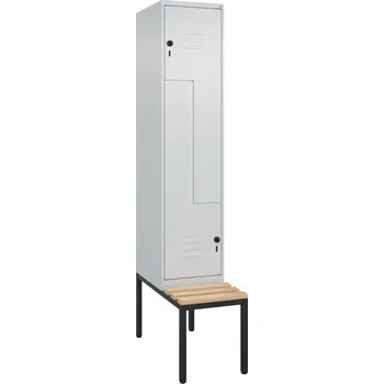 Šatní skříň Šatní skříň C+P Cabo, Z-dveře, s podstavnou lavicí, 420 x 510 x 2090 mm, světle šedá