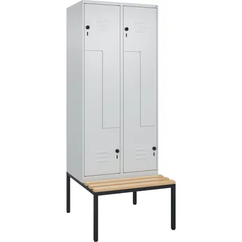 Šatní skříň Šatní skříň C+P Cabo, Z-dveře, s podstavnou lavicí, 820 x 510 x 2090 mm, světle šedá
