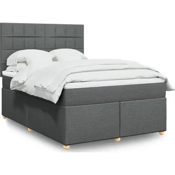 Postel vidaXL Box spring postel s matrací 140x190 cm textil [3293576] Barva: Tmavě šedá