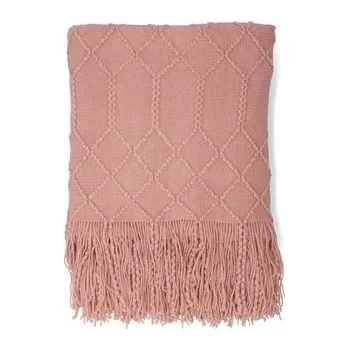 Mikrovláknová deka-pléd s třásněmi LOOP růžová 130x170 cm Homla