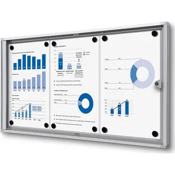 Kancelářský nábytek Interiérová informační vitrína Economy 3 x A4 - plechová záda, hliník