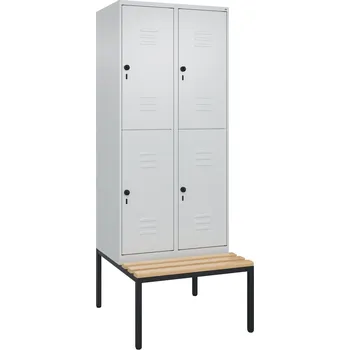 Šatní skříň Dvoupatrová skříň C+P Cabo s lavicí, 4 police, 810 x 500/815 x 2120 mm, šedá