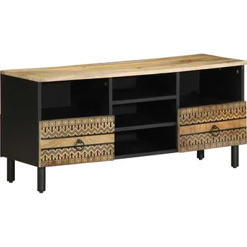 Televizní stolek vidaXL TV skříňka černá 100 x 33,5 x 46 cm masivní hrubý mangovník [4018646]