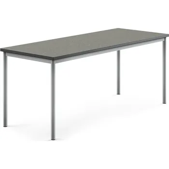Jídelní stůl Stůl SONITUS, 1800x700x720 mm, stříbrné nohy, deska s linoleem, tmavě šedá