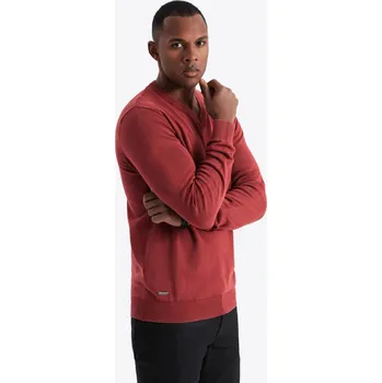 Pánský svetr Pánský prací svetr s výstřihem do V - červený V3 OM-SWOS-0108 - L